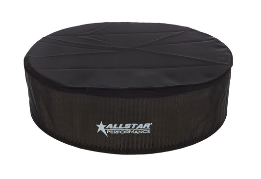 Air Filter Wrap - Round - 14 in Diameter - 4 in Tall - Top Cover - Allstar Logo - Polyester - Black - Each