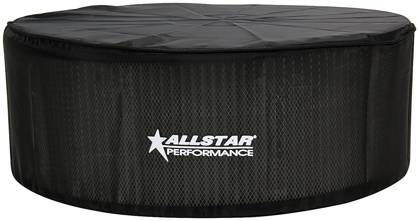 Air Filter Wrap - Round - 14 in Diameter - 5 in Tall - Top Cover - Allstar Logo - Polyester - Black - Each