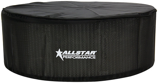 Air Filter Wrap - Round - 14 in Diameter - 5 in Tall - Top Cover - Allstar Logo - Polyester - Black - Each