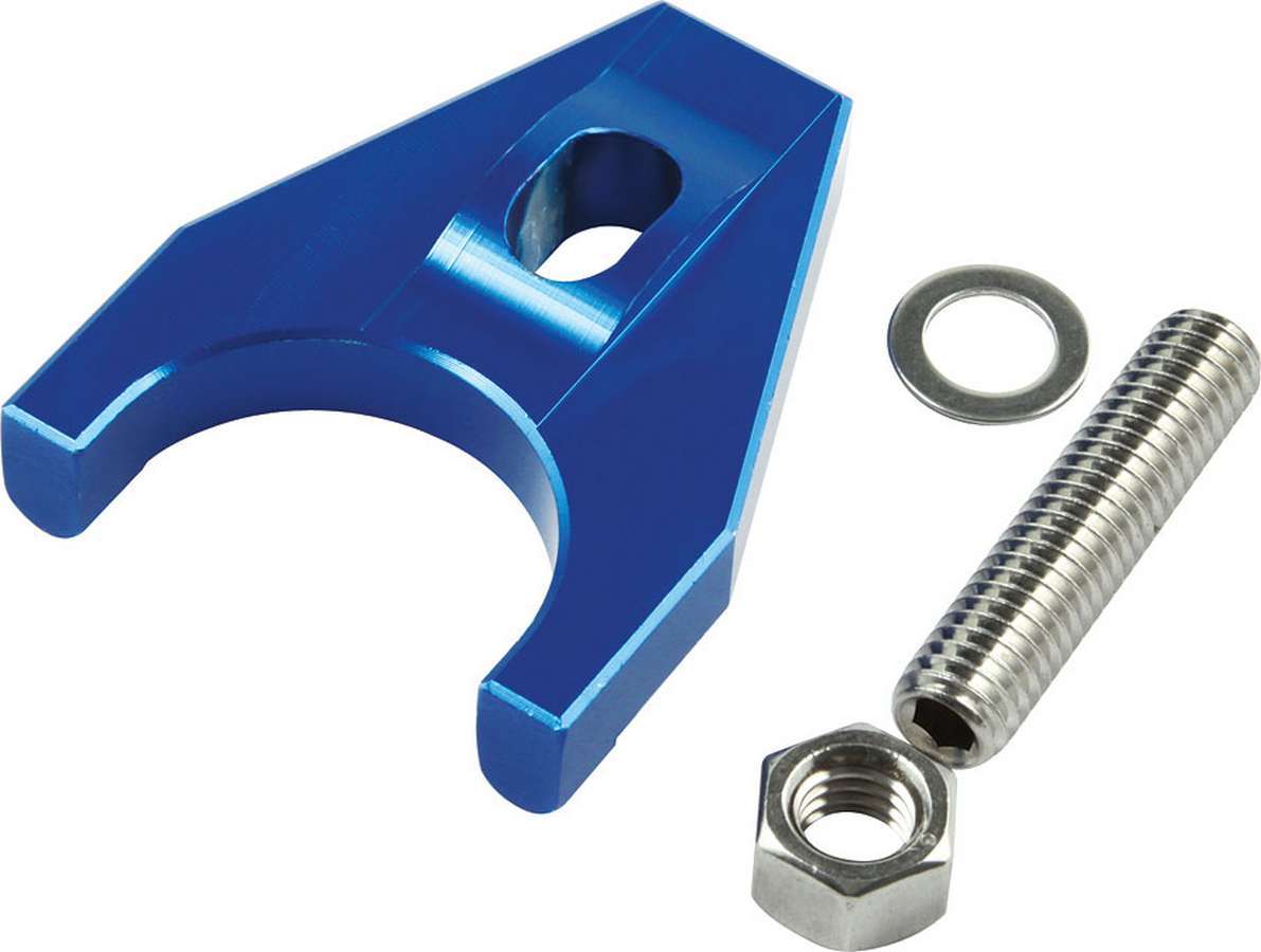 Distributor Hold Down - Stud Mounted - Hardware Included - Aluminum - Blue Anodized - Chevy V8 - Each