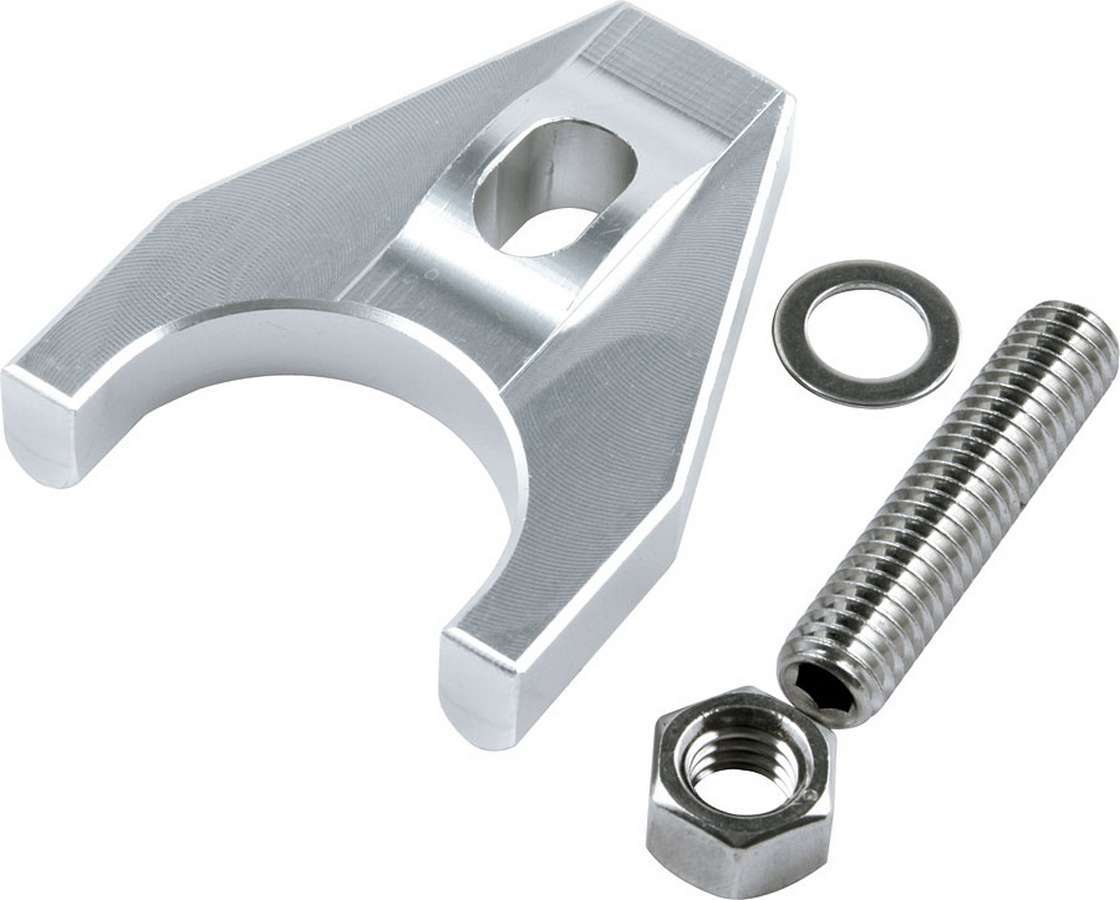 Distributor Hold Down - Stud Mounted - Hardware Included - Aluminum - Clear Anodized - Chevy V8 - Each