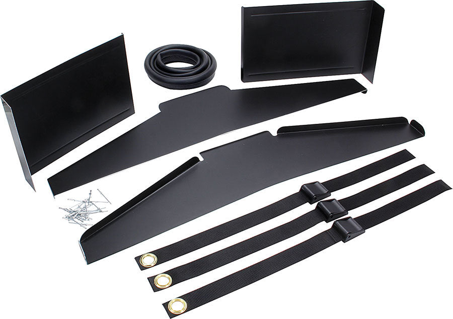 Radiator Duct - Hood Attachment Straps Included - Plastic - Black - Template Nose - Kit