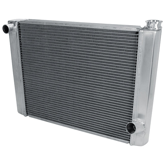 Radiator - 26 in W x 19 in H x 2.25 in D - Single Pass - Driver Side Inlet - Passenger Side Outlet - Aluminum - Natural - Each