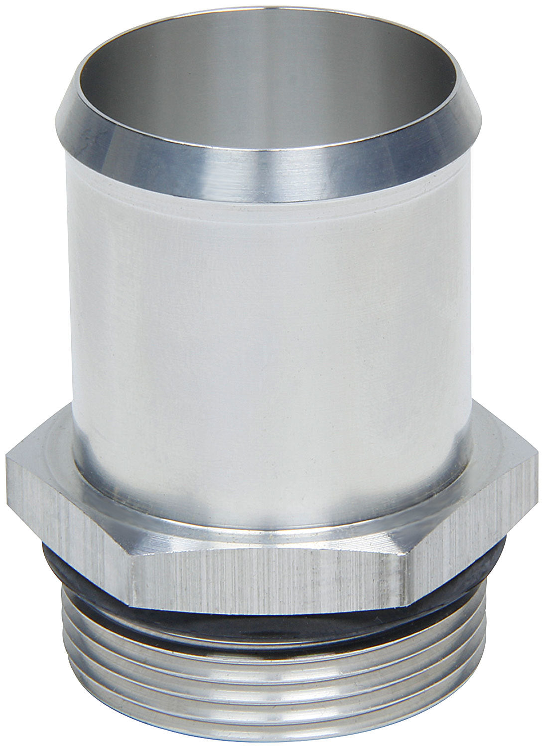 Fitting - Radiator Inlet - Straight - 1-5/8-12 in Male O-Ring to 1-1/2 in Hose Barb - Aluminum - Clear Anodized - Radiators - Each