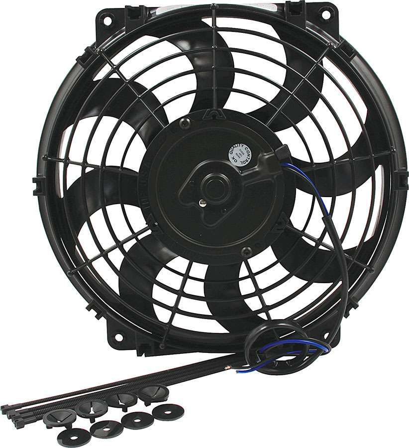 Electric Cooling Fan - 10 in Fan - Push / Pull - 775 CFM - 12V - Curved Blade - 11 x 11-1/2 in - 2-1/2 in Thick - Plastic - Kit