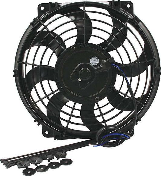 Electric Cooling Fan - 12 in Fan - Push / Pull - 925 CFM - 12V - Curved Blade - 11-3/4 x 12-3/4 in - 2-1/2 in Thick - Plastic - Kit