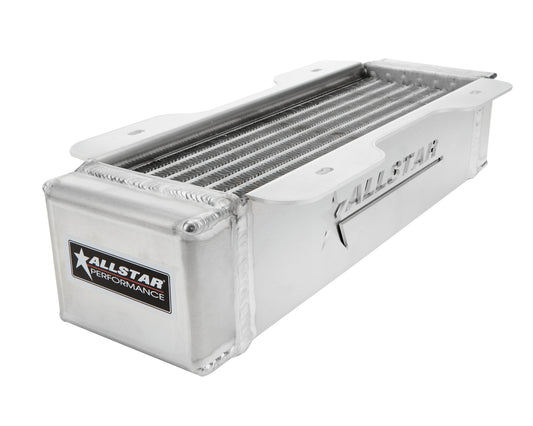 Fluid Cooler - 4 x 15 x 3.5 in - Plate Type - 10 AN Male Inlet / Outlet - 1/2 in NPT Female Port - Aluminum - Natural - Engine Oil - Each
