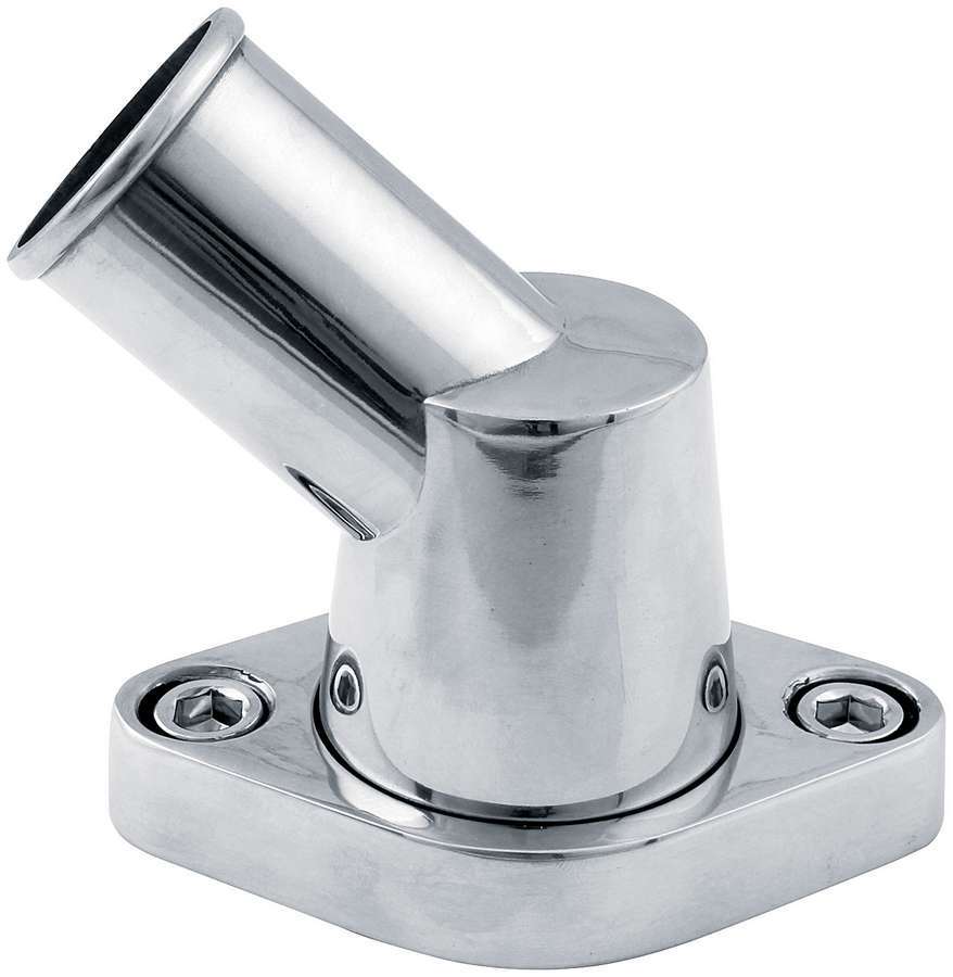 Water Neck - 45 Degree - 1-1/2 in ID Hose - Swivel - O-Ring - Hardware Included - Billet Aluminum - Polished - Chevy V8 - Each