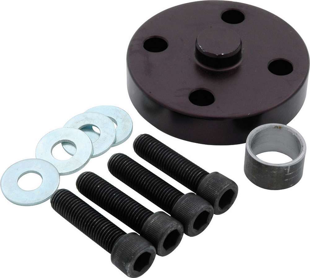 Fan Spacer - 0.5 in Thick - Bushing / Hardware Included - Aluminum - Black Anodized - Chevy V8 / Ford V8 - Each