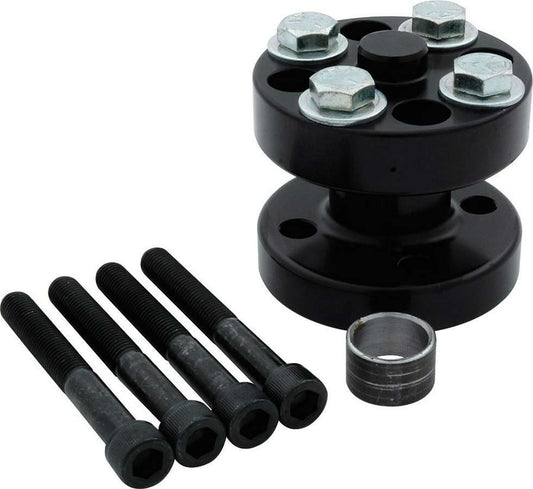 Fan Spacer - 2 in Thick - Bushing / Hardware Included - Aluminum - Black Anodized - Chevy V8 / Ford V8 - Each