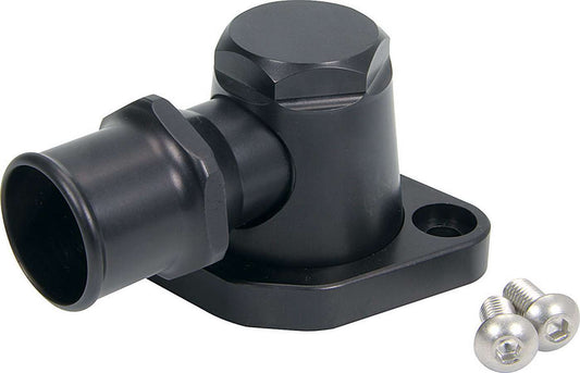 Water Neck - 90 Degree - 1-1/2 in ID Hose - Swivel - O-Ring - Hardware Included - Billet Aluminum - Black Anodized - Chevy V8 - Each
