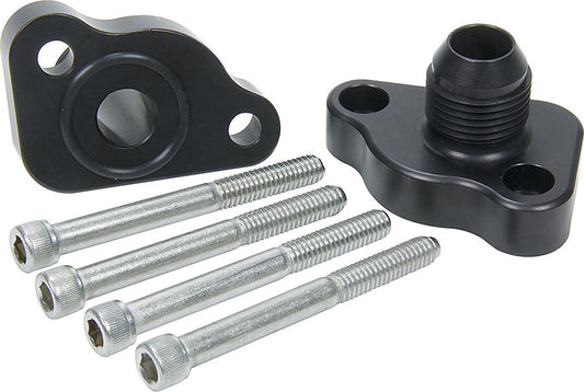 Water Pump Adapter - Standard to Remote - 12 AN Male Ports - Aluminum - Black Anodized - Small Block Ford - Kit