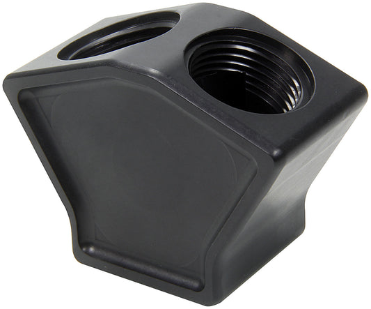 Fitting - Y Block - 1-1/4 in NPT Female Inlet - Dual 12 AN Female O-Ring Outlets - Aluminum - Natural - All Star Water Pump Fitting Inlet - Each