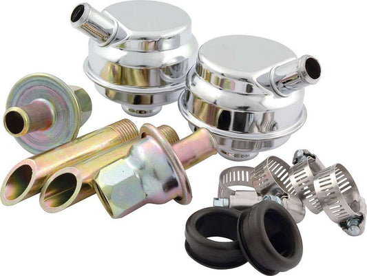Crankcase Evacuation System - Weld-On - Breathers / Grommets / Check Valves / Nipples - Requires 5/8 in Hose - Steel - Universal - Kit