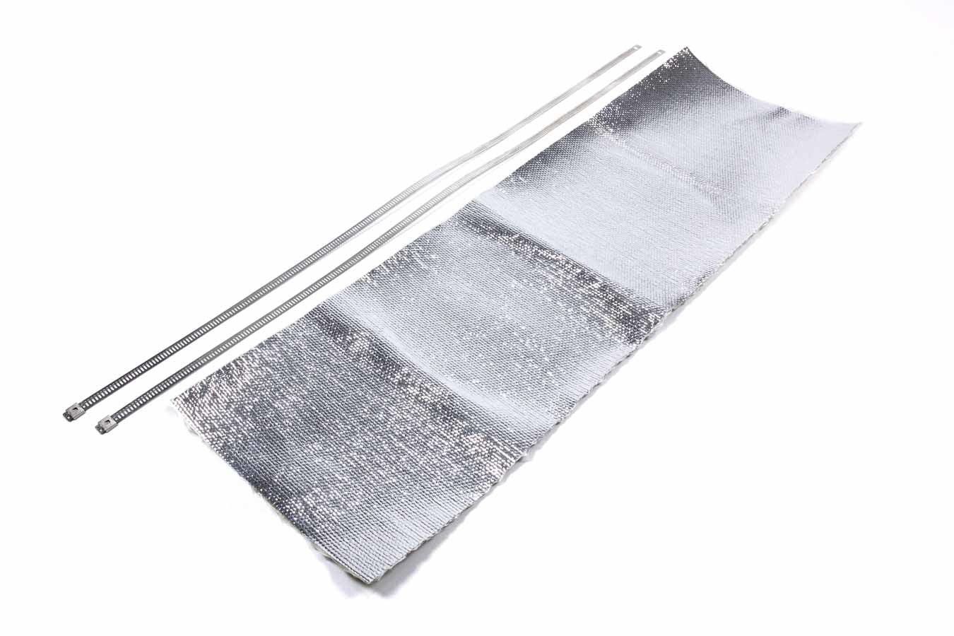 Heat Barrier - 7 x 22 in - Stainless Steel Zip Ties Included - Aluminized Fiberglass Cloth - Silver - Each