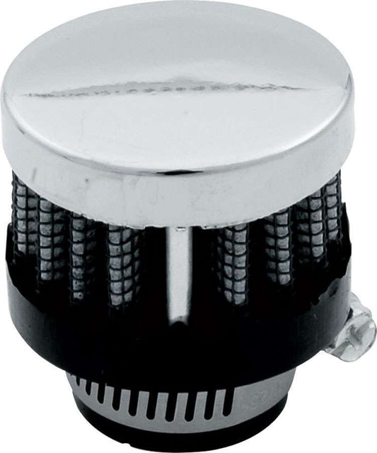 Breather - Clamp-On - Round - 5/8 in OD Tube - Reusable - Rubber / Steel - Black / Chrome - Each