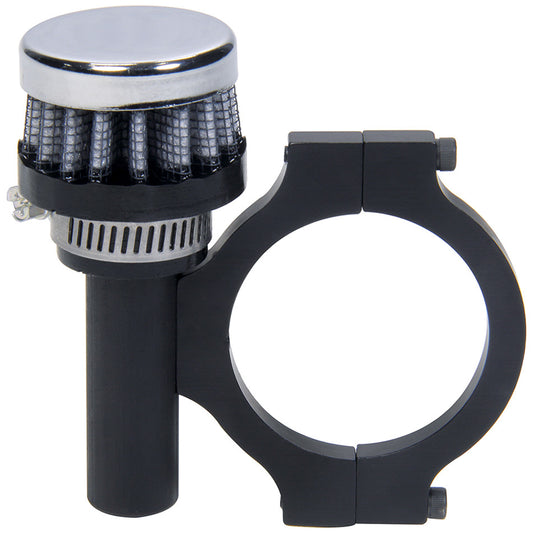 Breather - Clamp-On - Round - 5/8 in OD Tube - 1-3/4 in Tube Mount Bracket Included - Steel / Rubber - Chrome / Black - Kit