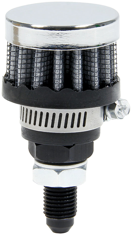 Breather - Screw-In - Round - 4 AN Tube - Reusable - Steel - Chrome - Each
