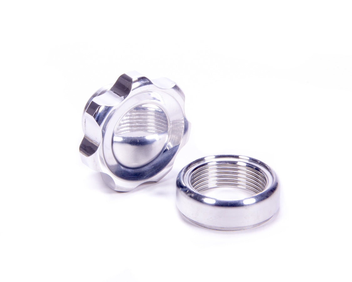 Bung and Cap Kit - 1.375 in OD - Weld-On - Aluminum Bung - Aluminum Threaded Cap - Polished - Kit