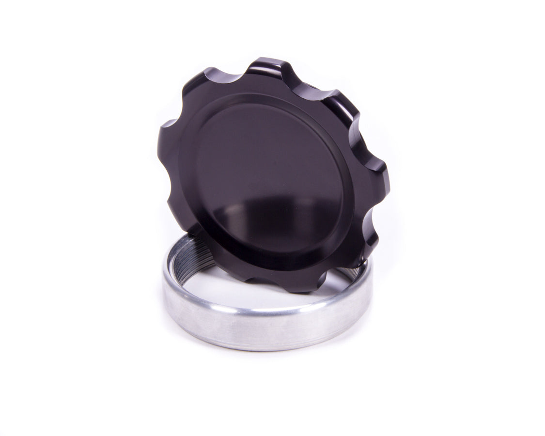 Bung and Cap Kit - 3.000 in OD - Weld-On - Aluminum Bung - Aluminum Threaded Cap - Black Anodized - Kit