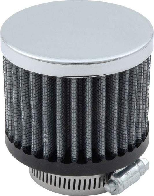 Breather - Clamp-On - Round - 1-1/2 in OD Tube - Reusable - Steel - Chrome - Each