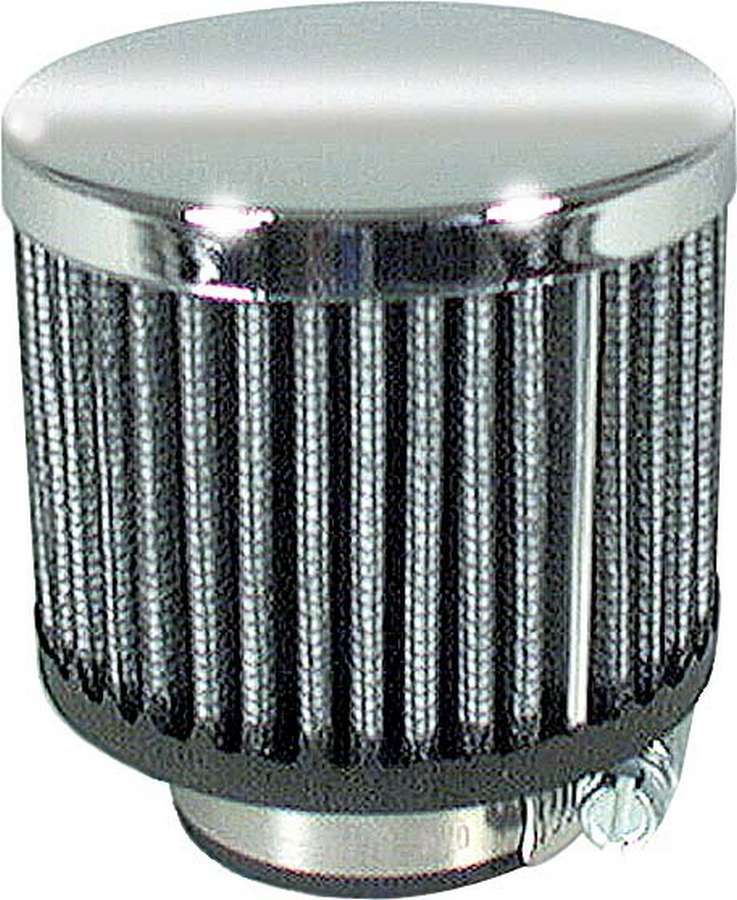 Breather - Clamp-On - Round - 1-3/8 in OD Tube - Reusable - Steel - Chrome - Each