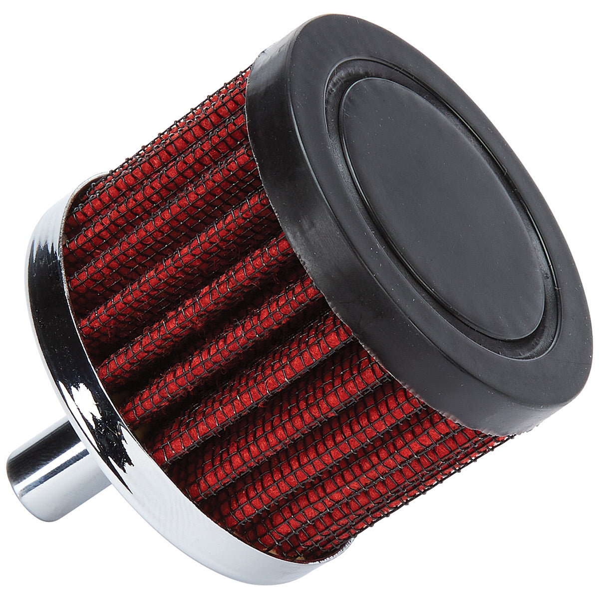 Breather - Push-In - Round - 3/8 in Hole - Reusable - Rubber / Steel - Black / Chrome - Each