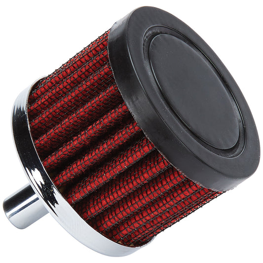 Breather - Push-In - Round - 3/8 in Hole - Reusable - Rubber / Steel - Black / Chrome - Each