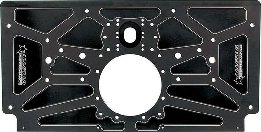 Motor Plate - Rear - 24.625 x 120.438 x 0.375 in - Aluminum - Black Anodized - Small Block Chevy - Sprint Car - Each