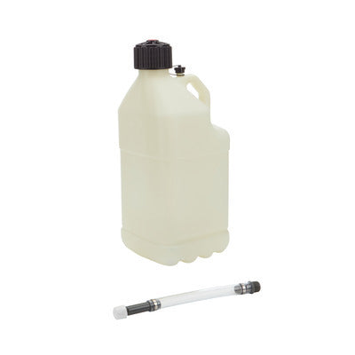 Utility Jug - 5 gal - 9.5 x 9.5 x 22.75 in Tall - O-Ring Seal Cap - Screw-On - Vent - Filler Hose - Square - Glow In The Dark - Plastic - White - Set of 4