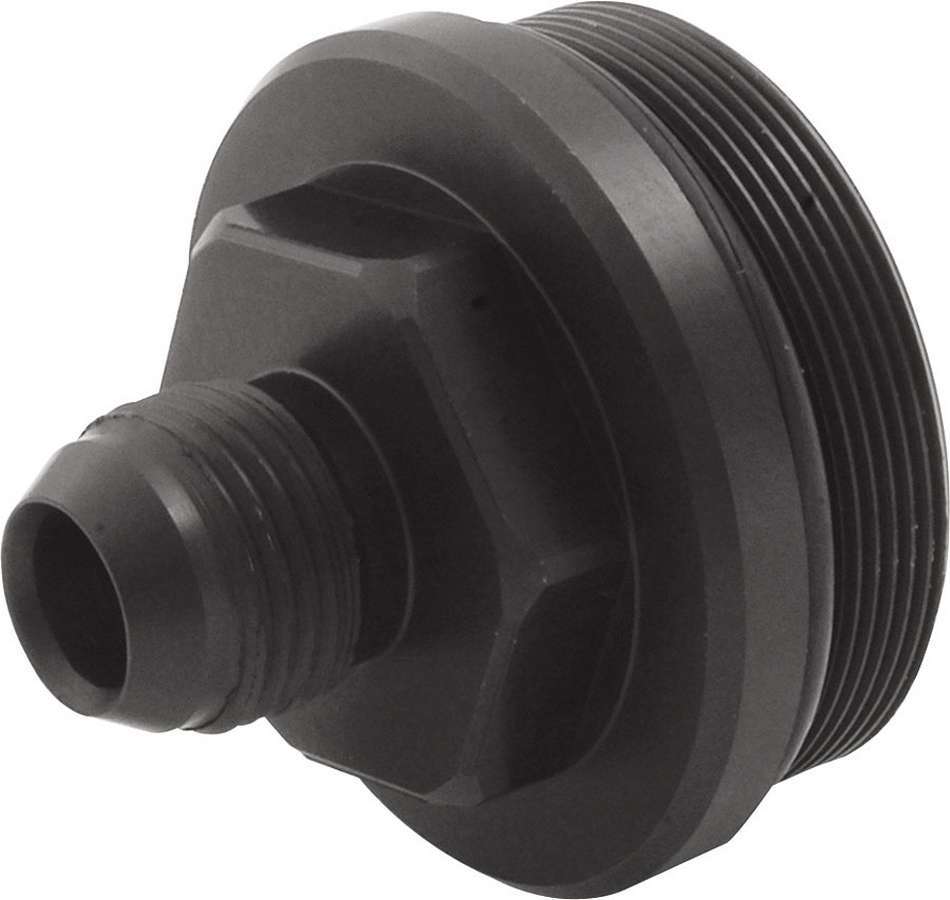 Fuel Filter End Cap - 8 AN Male to 1-13/16-20 in Male O-Ring - Aluminum - Black Anodized - Allstar In-Line Fuel Filters - Each