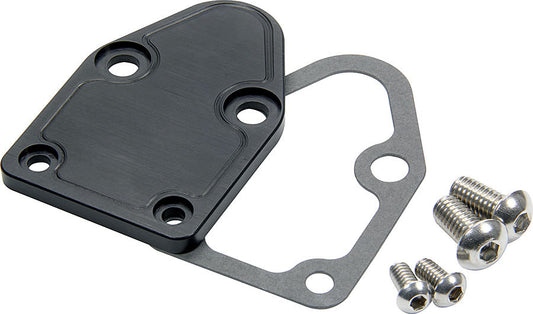 Fuel Pump Blockoff - Aluminum - Black Anodized - Small Block Chevy - Each