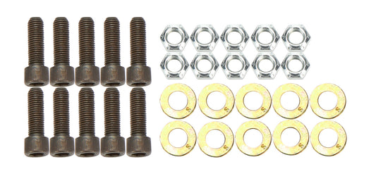 Brake Rotor Bolt - 5/16-24 in Thread - 1 in Long - Allen Head - Nuts / Washers Included - Steel - Black Oxide - Set of 10