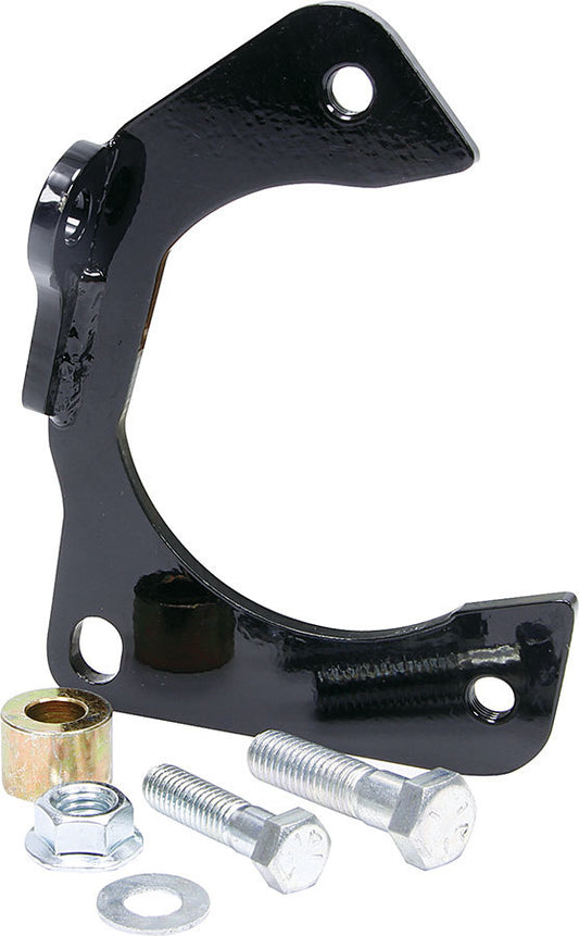 Brake Caliper Bracket - Front - Driver Side Mount - Steel - Black Powder Coat - Hybrid Rotor - GM Metric Caliper - Mustang II / Pinto - Each