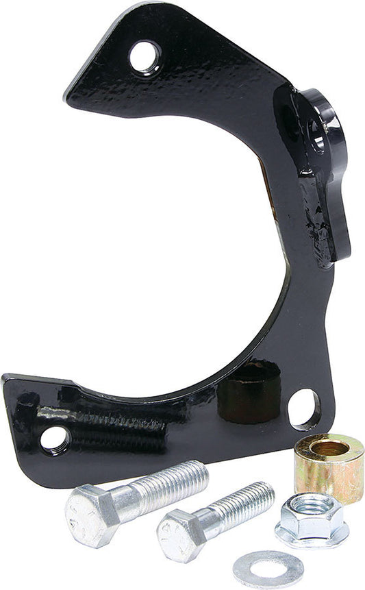 Brake Caliper Bracket - Front - Passenger Side Mount - Steel - Black Powder Coat - Hybrid Rotor - GM Metric Caliper - Mustang II / Pinto - Each