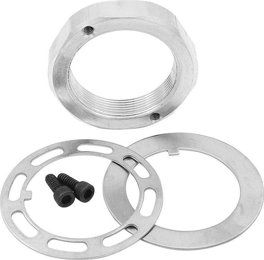 Spindle Nut - Keyed Washer / Screws Included - Aluminum - Clear Anodized - 2 in Pin Wide 5 / 5 x 5 Hubs - Kit