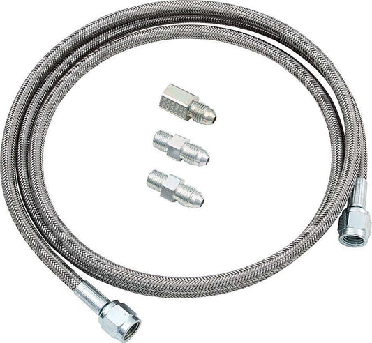 Gauge Line Kit - 4 AN - 36 in Long - 4 AN Female to 4 AN Female - Fittings Included - PTFE - Braided Stainless - Mechanical Pressure Gauges - Kit