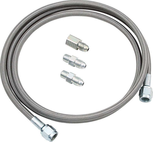 Gauge Line Kit - 4 AN - 72 in Long - 4 AN Female to 4 AN Female - Fittings Included - PTFE - Braided Stainless - Mechanical Pressure Gauges - Kit
