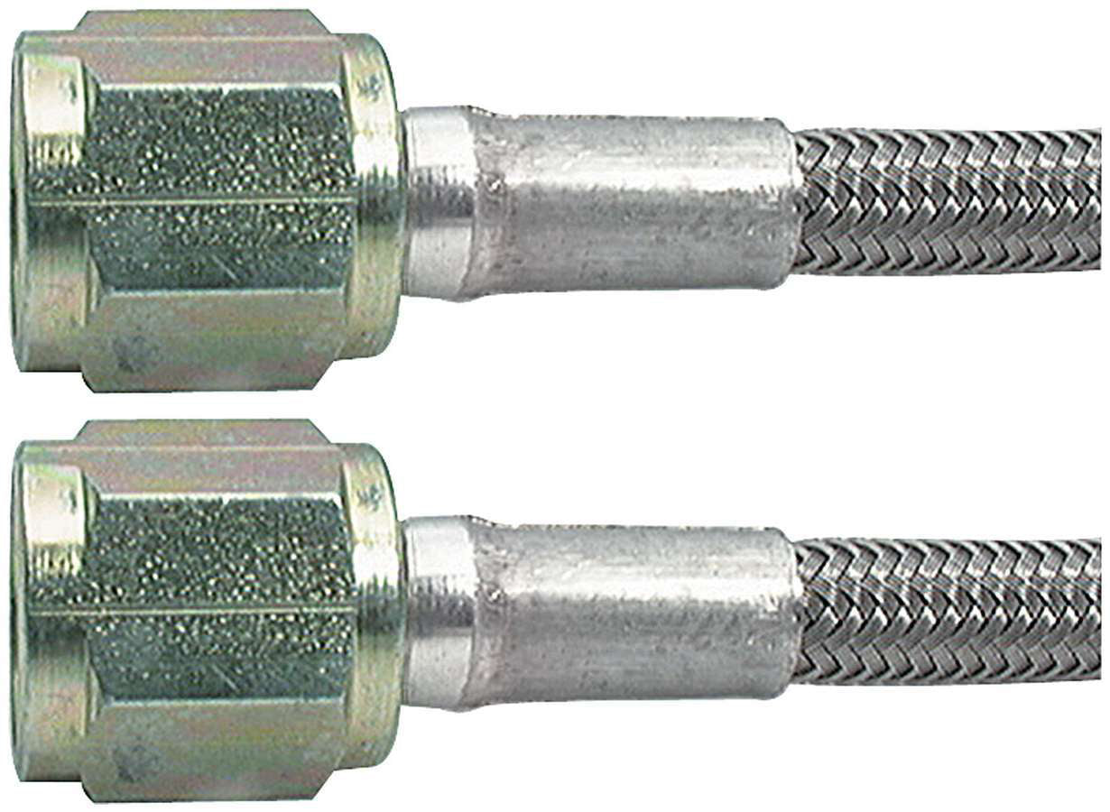 Brake Hose - 108 in Long - 3 AN Hose - 4 AN Straight Female to 4 AN Straight Female - Braided Stainless - PTFE Lined - Each