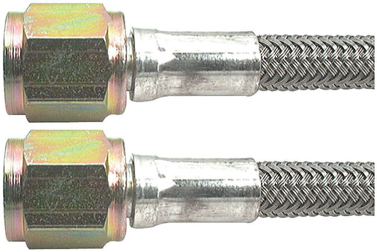 Brake Hose - 21 in Long - 4 AN Hose - 4 AN Straight Female to 4 AN Straight Female - Braided Stainless - PTFE Lined - Set of 5