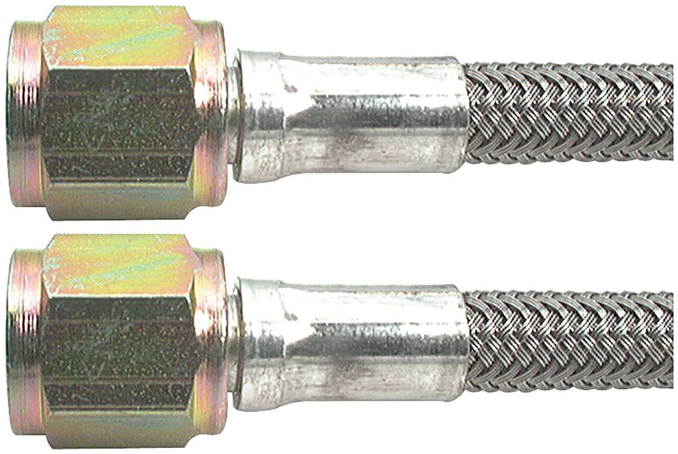 Brake Hose - 24 in Long - 4 AN Hose - 4 AN Straight Female to 4 AN Straight Female - Braided Stainless - PTFE Lined - Each