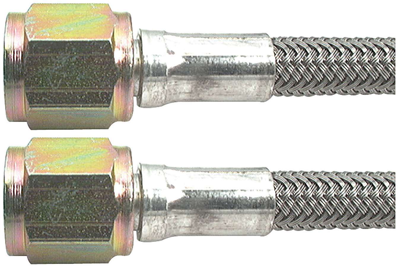 Brake Hose - 60 in Long - 4 AN Hose - 4 AN Straight Female to 4 AN Straight Female - Braided Stainless - PTFE Lined - Each