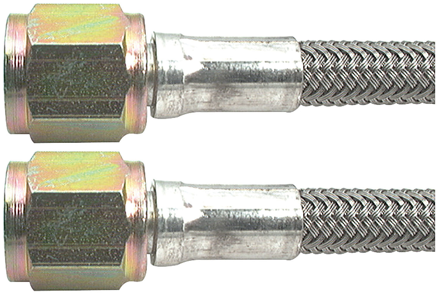 Brake Hose - 90 in Long - 4 AN Hose - 4 AN Straight Female to 4 AN Straight Female - Braided Stainless - PTFE Lined - Each