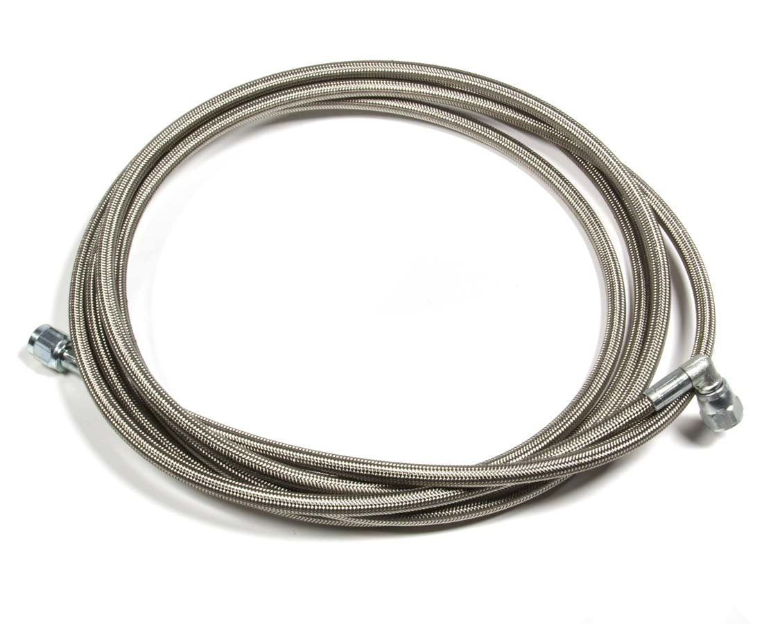 Brake Hose - 120 in Long - 4 AN Hose - 4 AN Straight Female to 4 AN 90 Degree Female - Braided Stainless - PTFE Lined - Each