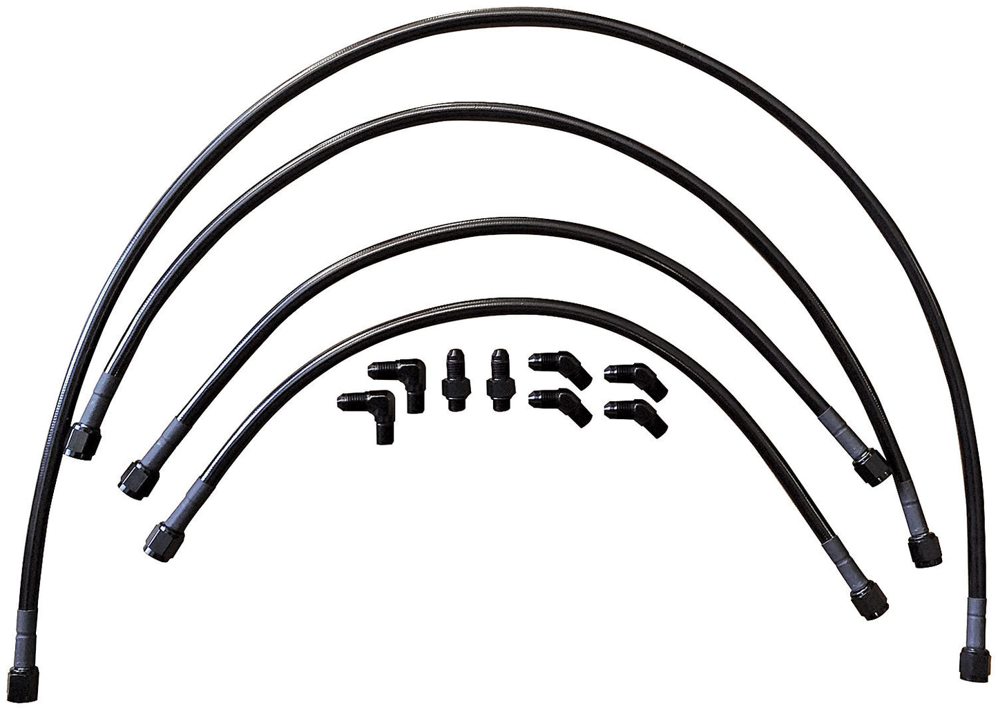 Wing Line Kit - Hydraulic - 4 AN Hose - Pressure / Return Lines - Fittings / O-Rings - Black - Kit