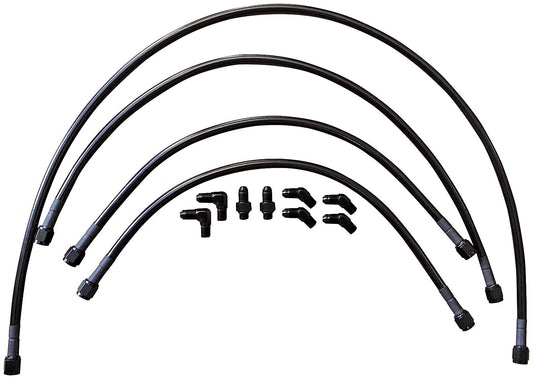 Wing Line Kit - Hydraulic - 4 AN Hose - Pressure / Return Lines - Fittings / O-Rings - Black - Kit