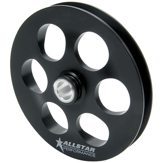 Power Steering Pump Pulley - V-Belt - 1 Groove - 6 in Diameter - Aluminum - Black Paint - Allstar Type 2 PS Pump - Each