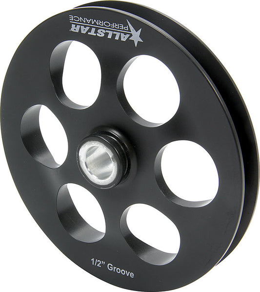 Power Steering Pump Pulley - V-Belt - 1 Groove - 6 in Diameter - Aluminum - Black Paint - Allstar Type 2 PS Pump - Each