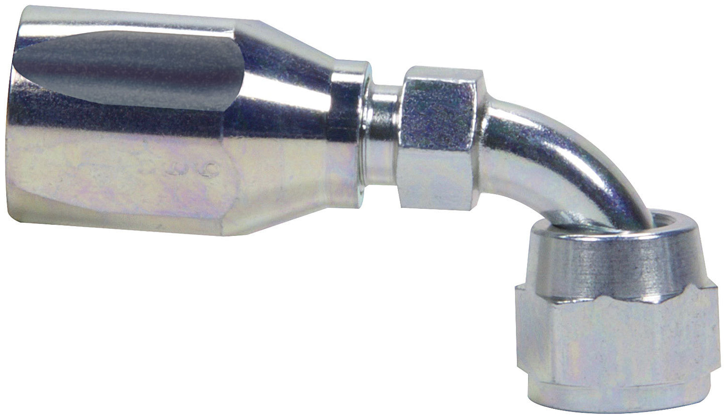 Fitting - Hose End - Power Steering - 90 Degree - 6 AN Hose to 6 AN Female Swivel - Steel - Natural - Each
