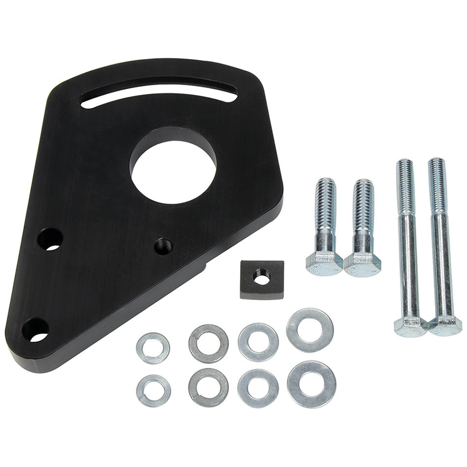 Power Steering Pump Bracket - Driver Side - Block Mount - Aluminum - Black Anodized - Short Water Pump - Small Block Chevy - Kit